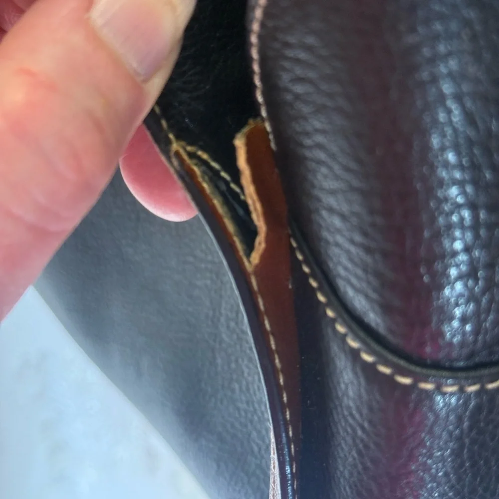 Leather Two-Tone Black and Brown Men's Satchel Bag - Picture 12 of 16